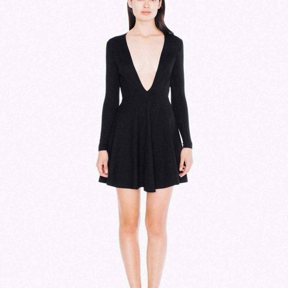 AMERICAN APPAREL DEEP V LONG SLEEVE DRESS
